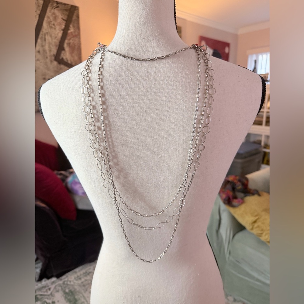 Chic Multi-Layer Silver Plated Necklace - image 6